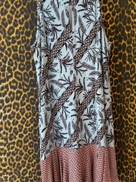 Vestido Maria Filo Estampa Botanica Azul com Babado M