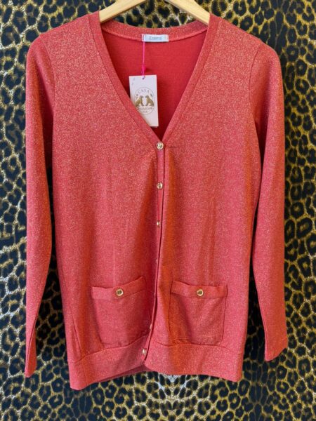 Cardigan de Trico Lurex Laranja