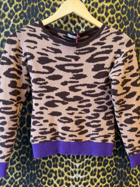 Sueter Cropped em Trico Jacquard Animal Print P