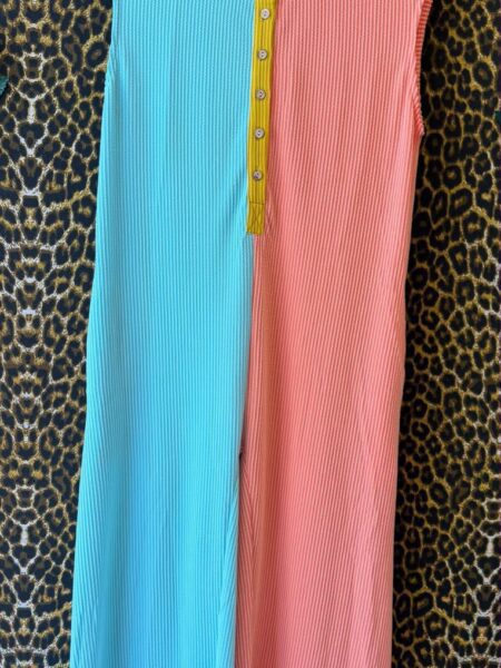Macacao Canelado Color Block Azul e Coral G