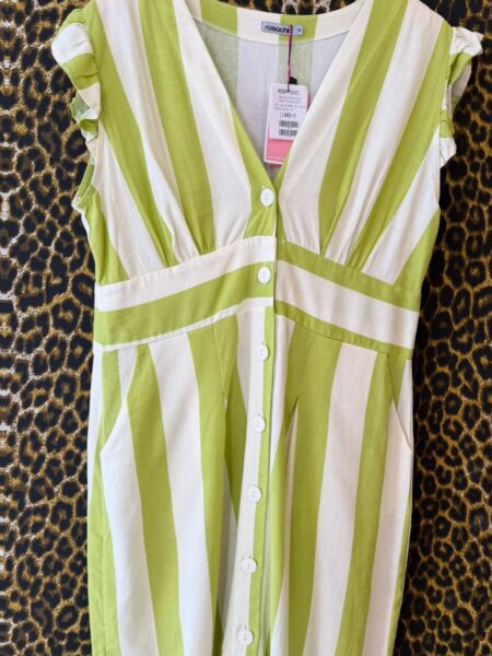 Vestido Rosachic Mini Listrado Verde Lima G