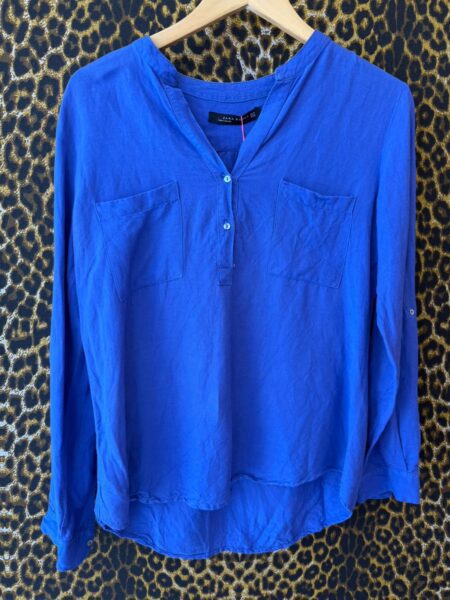 Blusa Zara Linho Azul Royal M