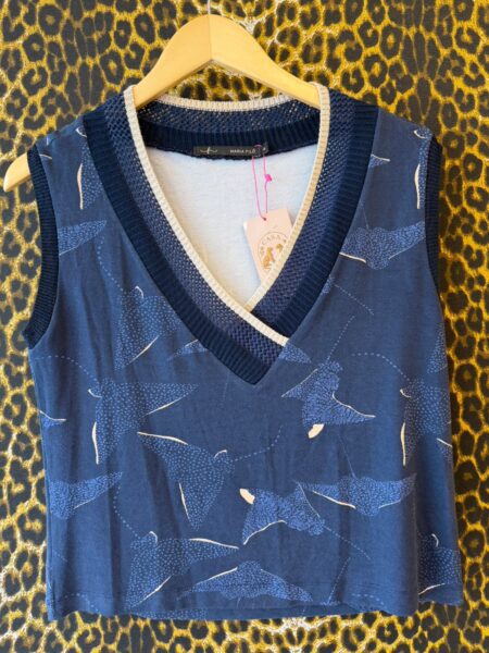 Blusa Maria Filo Gola V com Acabamento em Tricot M