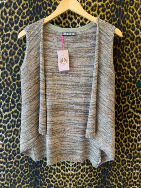 Colete Tricot Mesclado com Pontas Assimetricas G
