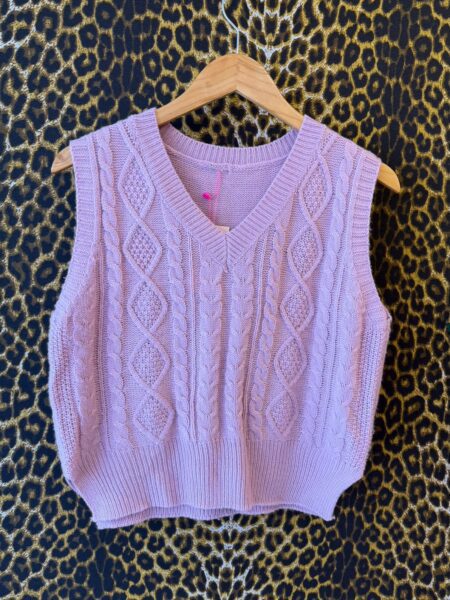 Colete de Tricot com Trancas e Decote em V P