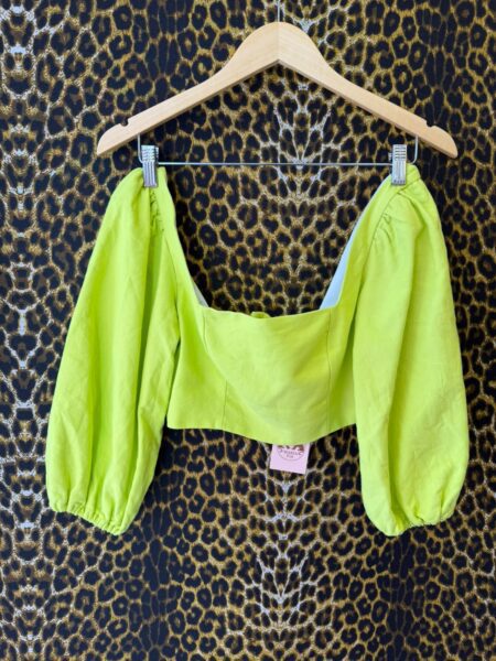 Cropped Amarante Manga Bufante Verde Limao P