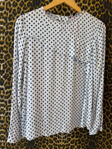 Camisa Zara de Poa com Babado Assimetrico P