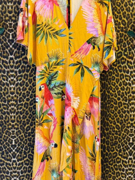 Vestido Longo Farm Amarelo Estampa Araras G