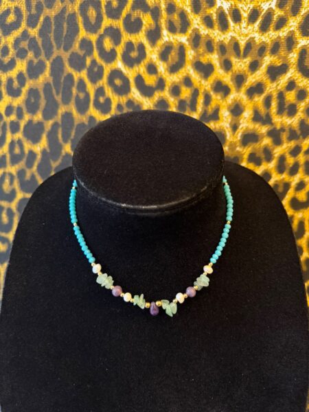 Choker Micangas Pedrinhas Com Perolas