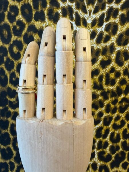 Anel Duplo Dourado e Zirconia 18cm
