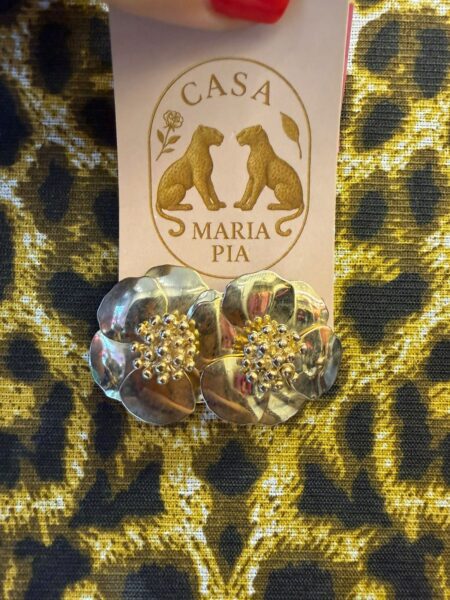 Brinco Flor 3D Dourado