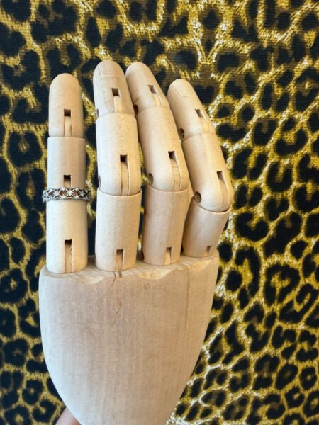 Alianca Vazada Metal Prata Zirconia 17cm