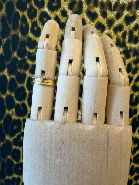 Alianca Dupla Dourada e Zirconia 18cm