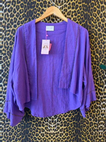 Quimono AIM Roxo Manga 3/4 Aplicacao Taxas M
