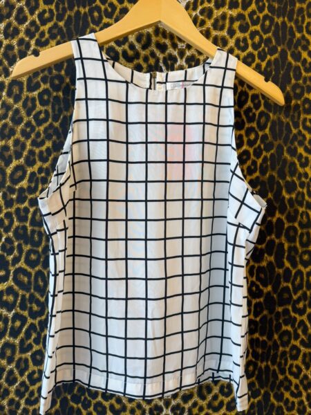 Camiseta Seda Glamourous Quadriculada Azul Branca P