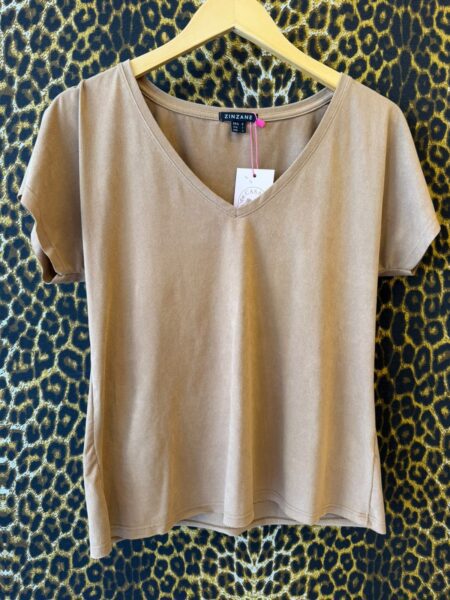 Blusa Zinzane Camurca Bege Manga Curta P