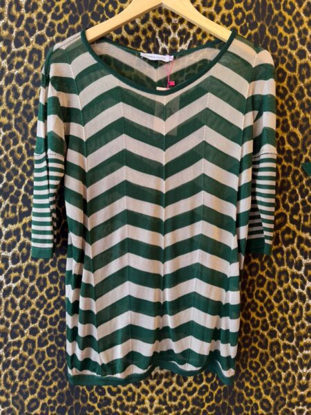 Blusa Mara Mac Tricot Listras Verde e Nude M