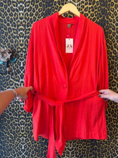Kimono Vermelho Farm Linho