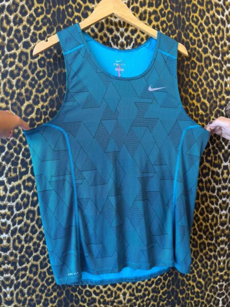 Regata Dry-Fit Nike Azul e Preta Geometrica G