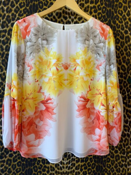 Blusa Calvin Klein M/Longa Estampa Floral C/Laranja G