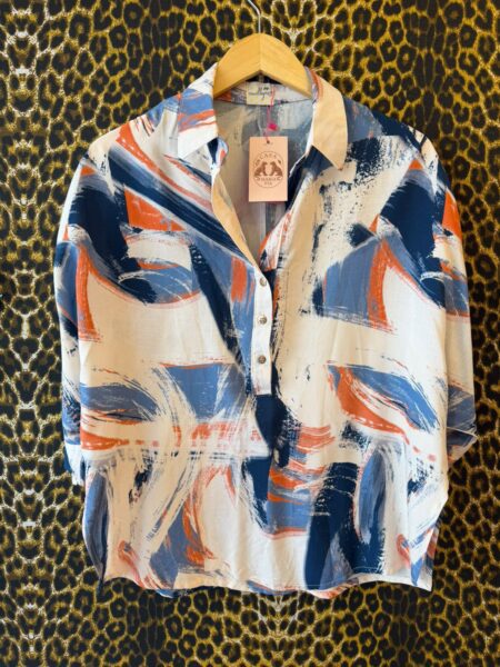 Camisa Mullet com Estampa Abstrada Pincelada PP