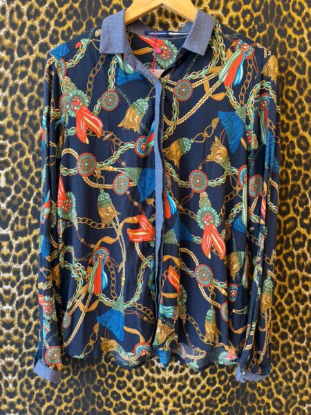 Camisa de Viscose com Estampa de Correntes G