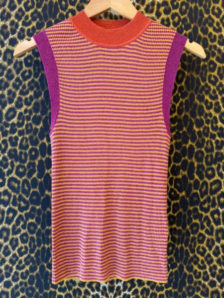 Blusa Animale Canelada Listras Rosas e Amarelas P