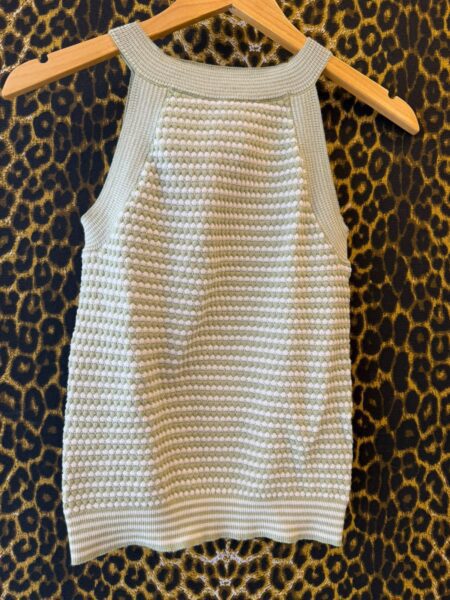 Blusa YSC Tricot em Tons Pasteis Verde e Branco P