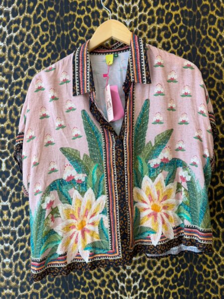 Blusa Farm de Botoes Estampa Tropicais Vibrante G