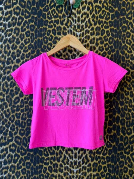 Cropped Vestem Manga Curta Dry Fit Rosa Pink P