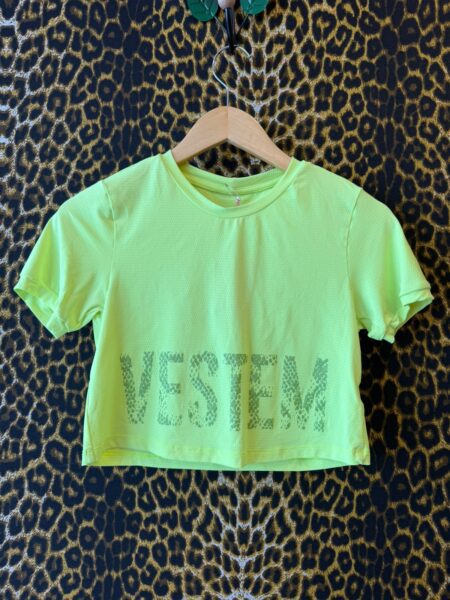 Cropped Vestem Manga Curta Dry Fit Verde Limao P