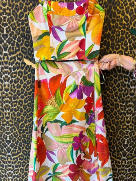 Conjunto Farm Cropped e Saia Traspassada Estampa Floral Tropical M